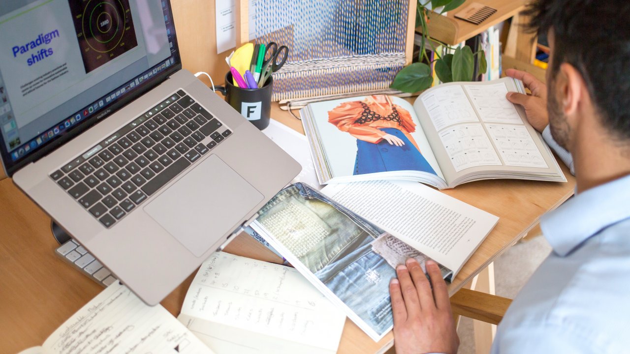 Student studying with a laptop