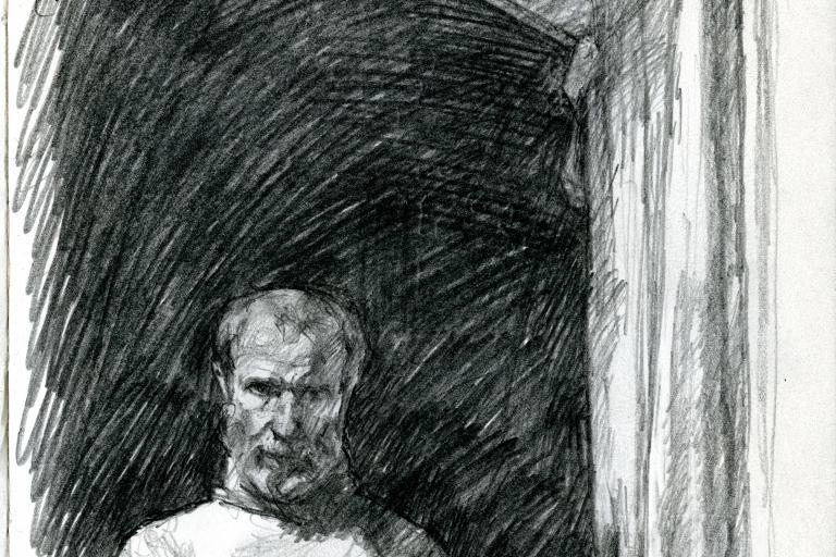 Self portrait sketch from sketchbook 1978-85