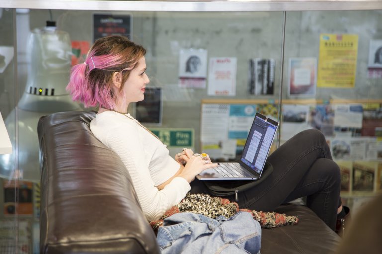 a student using a laptop