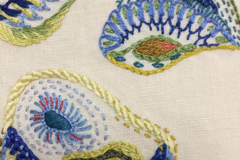 Example of hand embroidery by Hazel Sims
