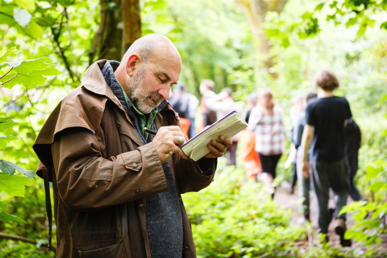 Bill Mitchell at work on outside location 