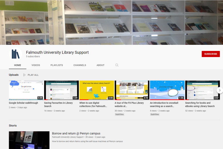 Screenshot of library YouTube profile