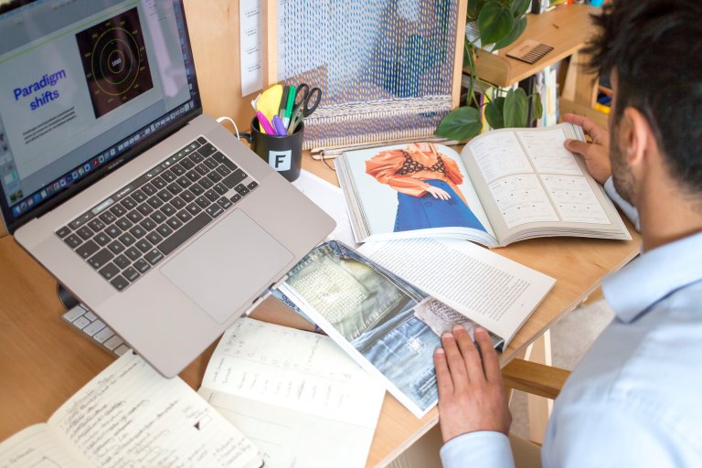 Student studying with a laptop