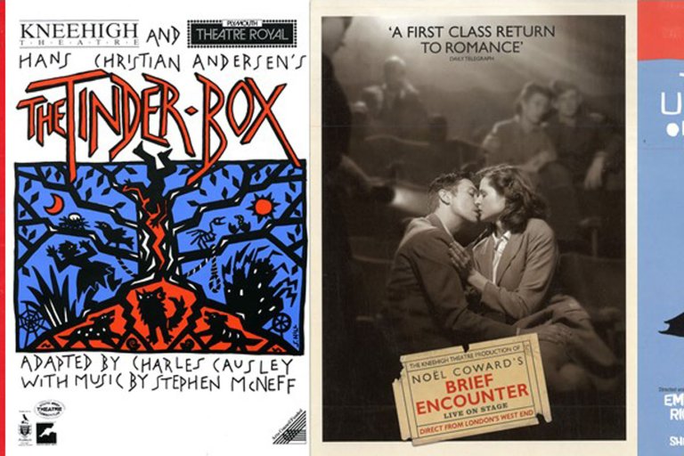 Four Kneehigh posters from across the decades from their earliest days through to their adaptations of Tinderbox, Brief Encounter and Umbrellas of Cherbourg