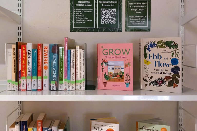 Wellbeing Collection at Falmouth Campus Library 