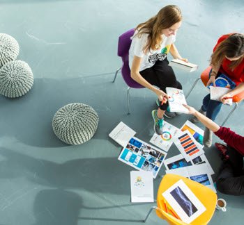 students studying in a space