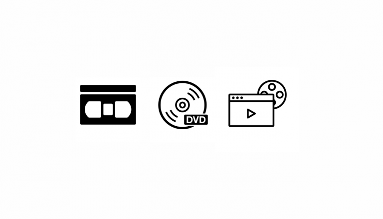 Icon images for VHS, DVD and streaming video