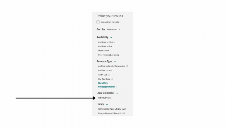 Screenshot showing how to refine your search to LibPlayer results only