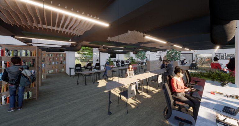 proposed interior of falmouth campus library