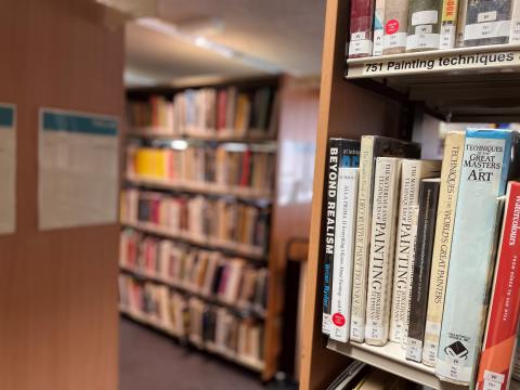 Shelves at Falmouth Campus Library